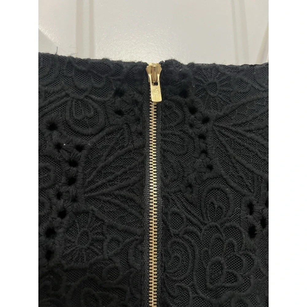 Lilly Pulitzer Strapless Vicki Dress 2 Black Floral Lace Cocktail Resort‎ Preppy